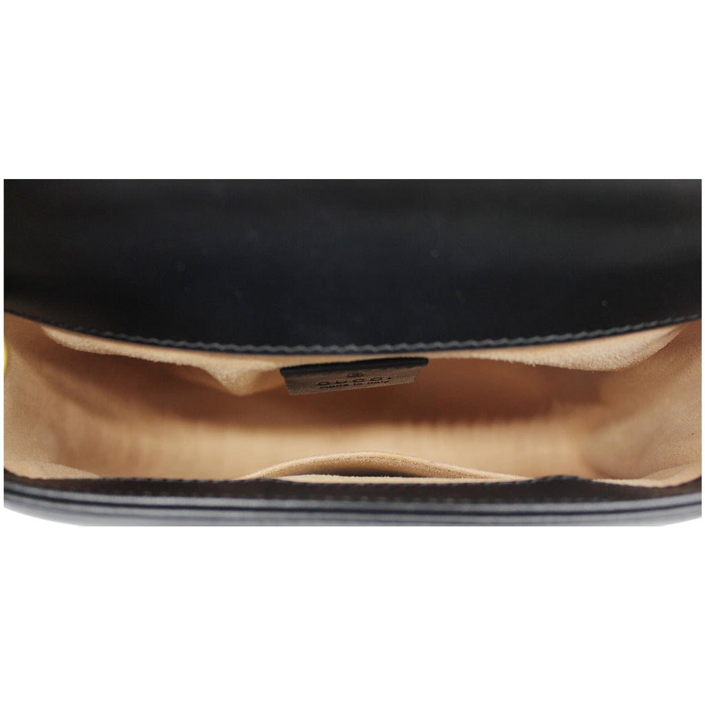 GUCCI Gucci Marmont Mini Leather Top Handle Shoulder Bag Black 547260
