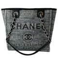 Chanel Deauville Small Lurex Boucle Canvas Tote Bag Grey