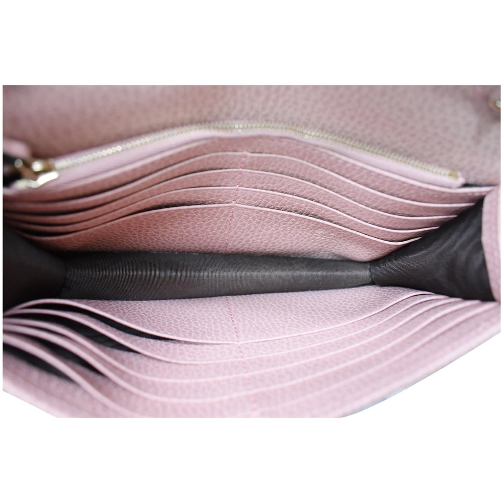 GUCCI Dollar Interlocking G  Leather Chain Wallet Crossbody Bag Soft Pink 510314