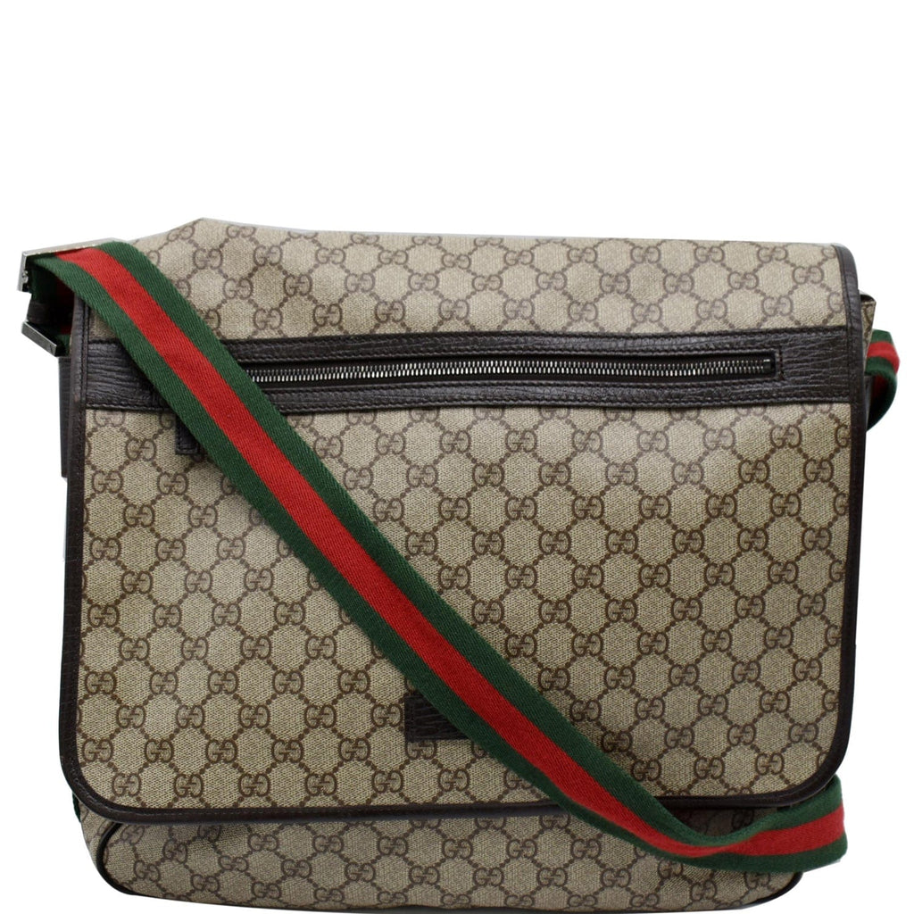 GUCCI Gucci  Web Canvas Messenger Bag Beige/Ebony 189748