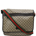 GUCCI Gucci  Web Canvas Messenger Bag Beige/Ebony 189748