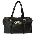 GUCCI Britt Leather Satchel Bag Black 170010