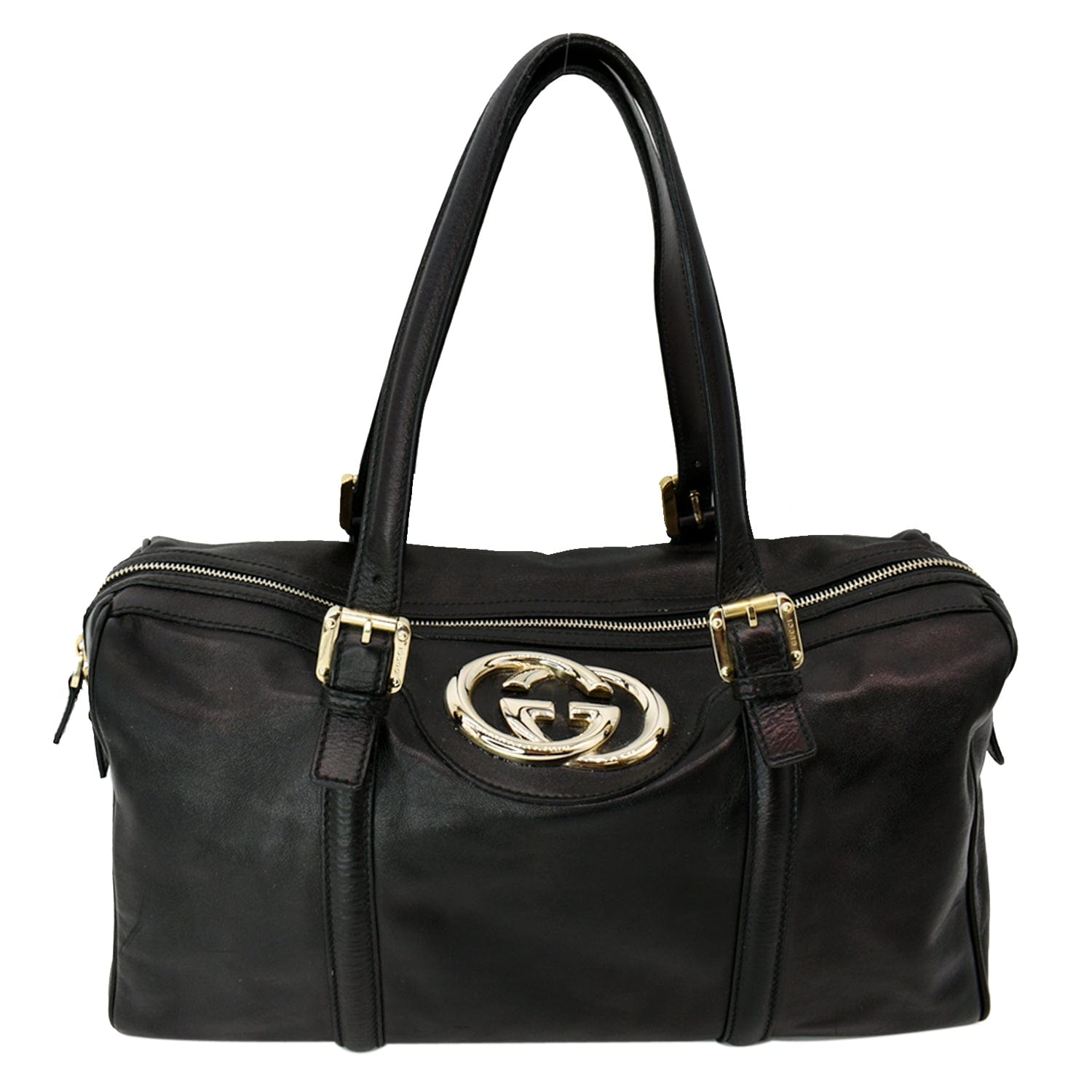 GUCCI Britt Leather Satchel Bag Black 170010