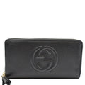 GUCCI Soho Zip Around Pebbled  Leather Wallet Black 598187