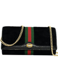 GUCCI Ophidia Suede New 1:1 Rep Web Leather Wallet On Chain Crossbody Bag Black 546592