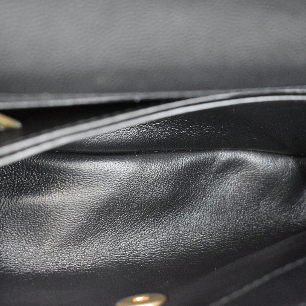 Chanel Coco Mini Top Lizard Handle Caviar Leather Shoulder Bag Black