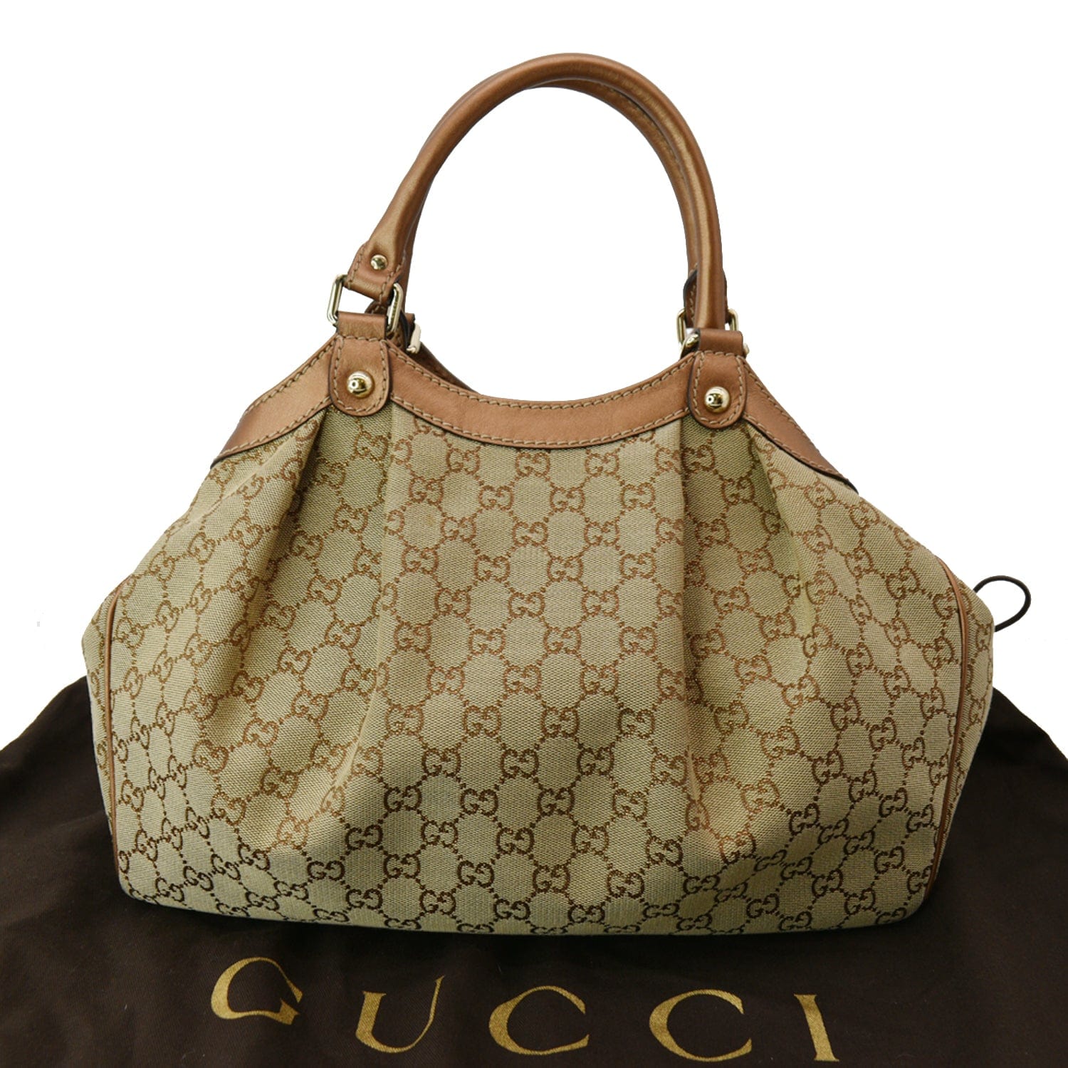 GUCCI Sukey Medium Gucci Canvas Tote Bag Beige 211944