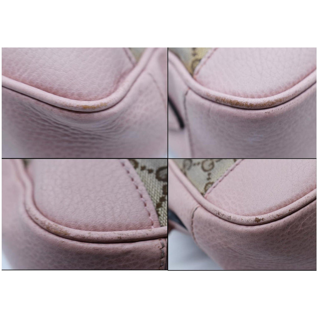 GUCCI Bree Gucci Canvas Leather Crossbody Bag Pink 449413