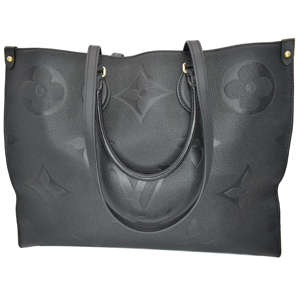 LOUIS VUITTON Onthego GM Monogram Empreinte Leather Tote Bag Black
