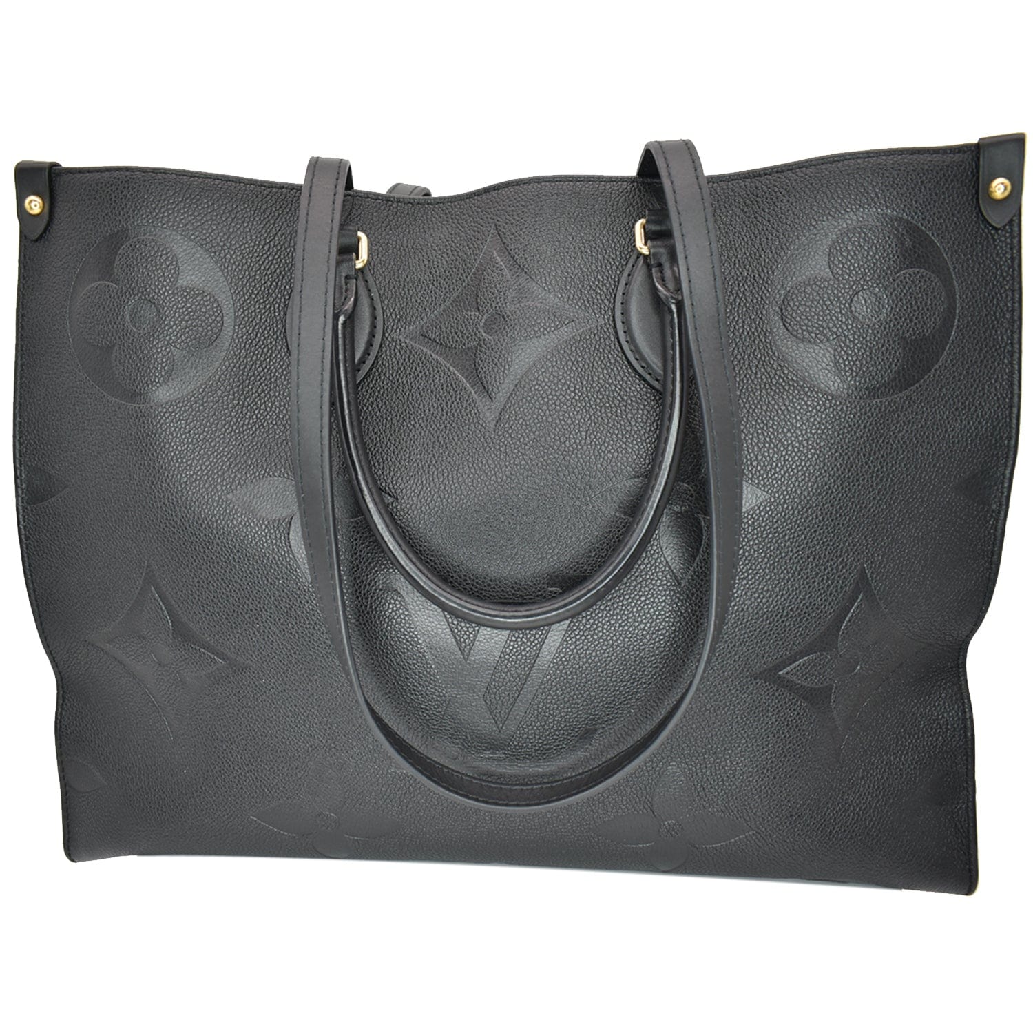 LOUIS VUITTON Onthego GM Monogram Empreinte Leather Tote Bag Black
