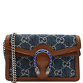 GUCCI Dionysus Super Mini Gucci Jacquard Denim Chain Shoulder Bag Dark Blue 476432