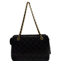 Chanel  Quilted Leather Chain Handle Tote Bag Black