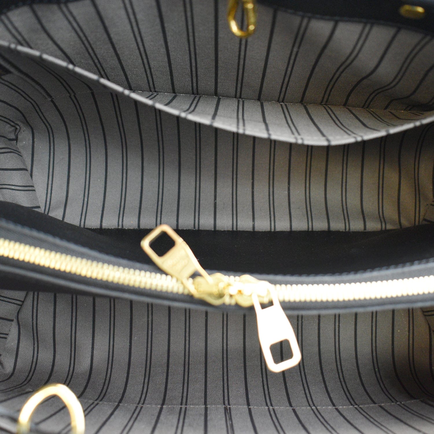 LOUIS VUITTON Montaigne GM Empreinte Leather Shoulder Bag Black