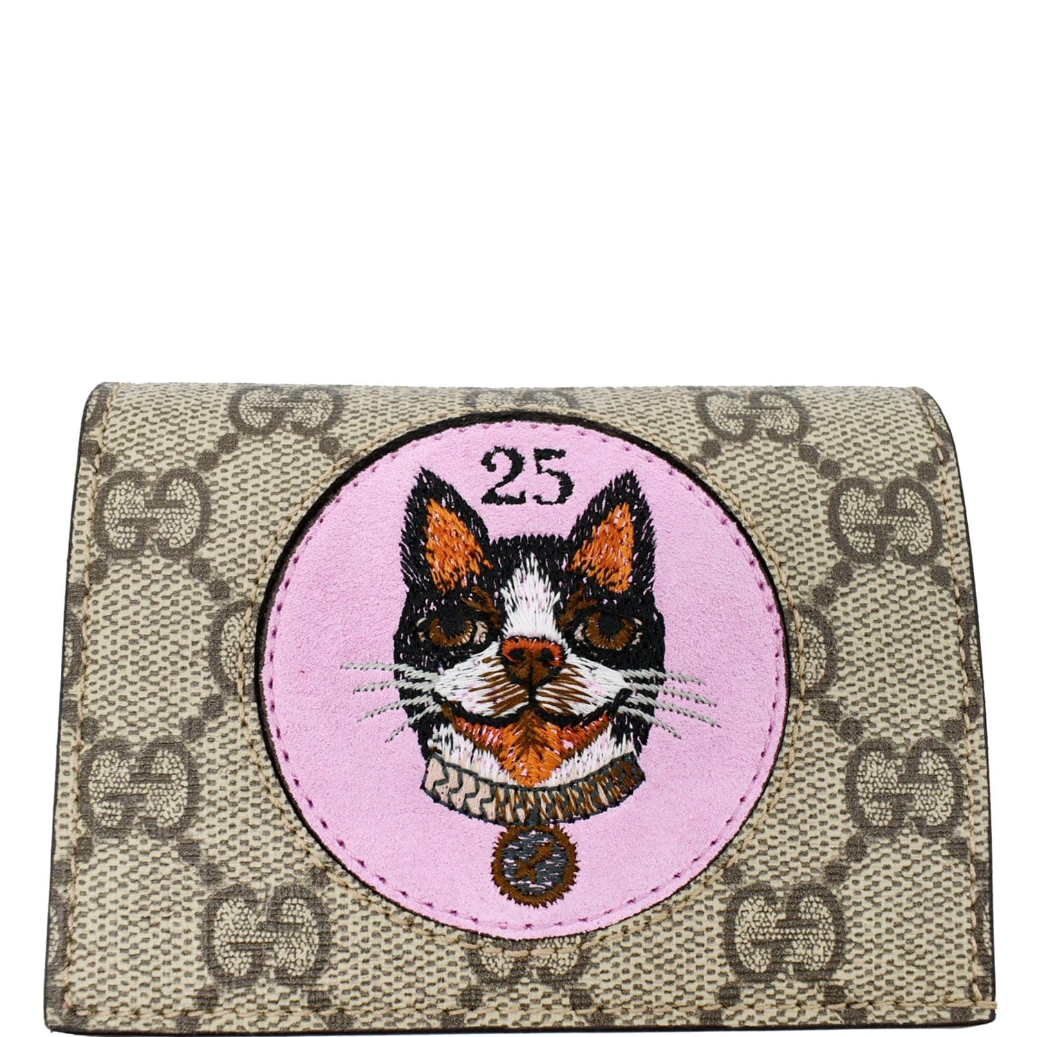 GUCCI Bosco Patch Gucci Supreme Canvas Card Case Wallet Beige 506277