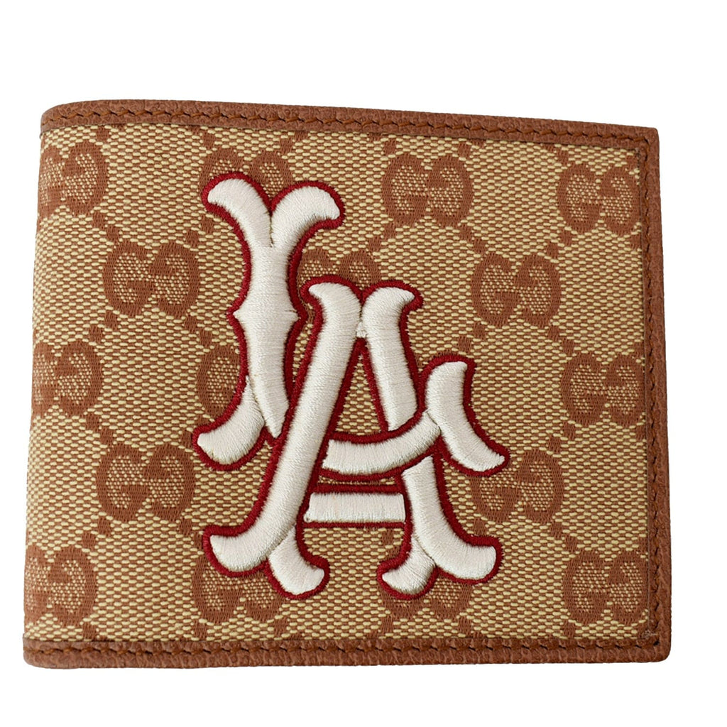 GUCCI Gucci LA Angels Patch Bi-fold Wallet Beige 547787