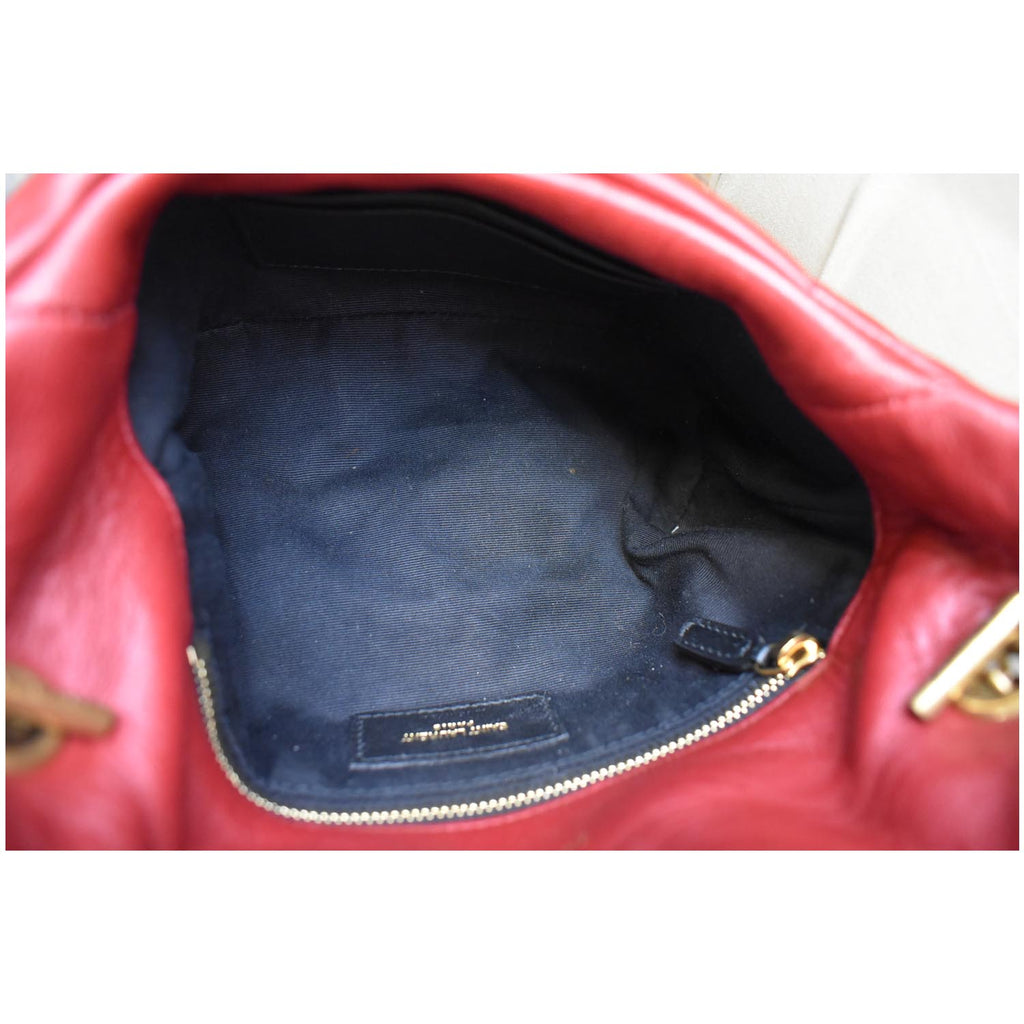 YVES SAINT LAURENT Small Loulou Puffer Quilted  Leather Crossbody Bag Red