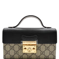 GUCCI Padlock Mini Gucci Supreme Canvas Top Handle Crossbody Bag Beige 652683