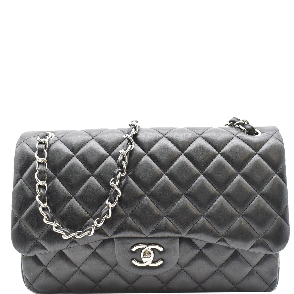 Chanel Classic Jumbo Double Flap  Leather Shoulder Bag Black