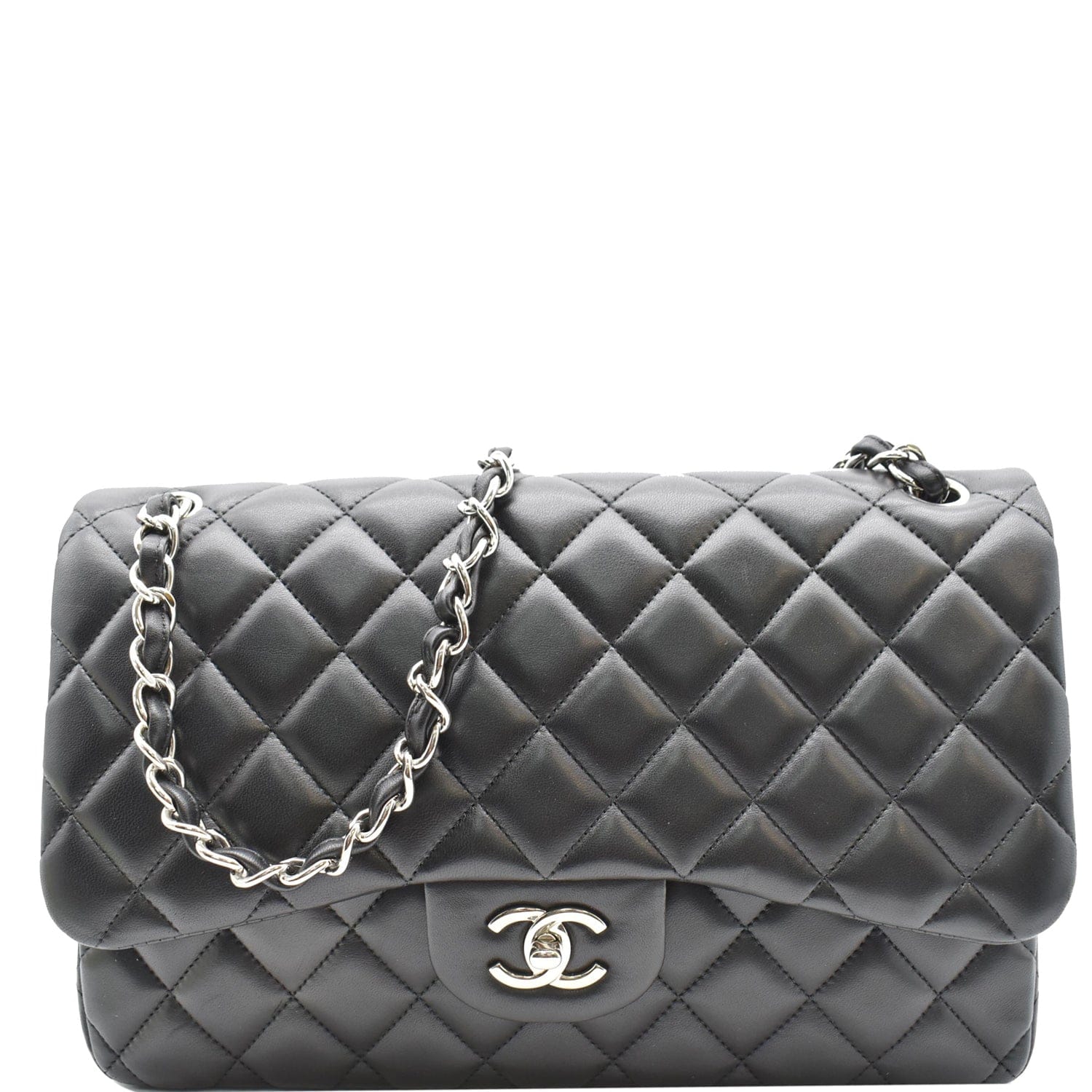 Chanel Classic Jumbo Double Flap  Leather Shoulder Bag Black