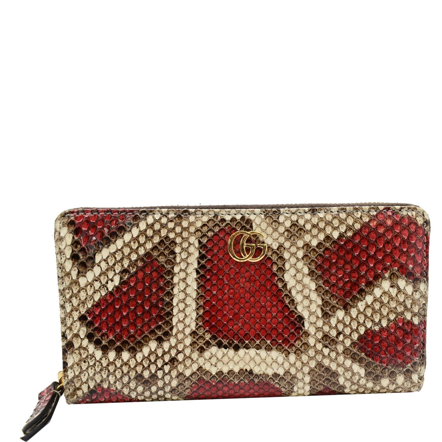GUCCI Gucci Marmont Python Leather Zip Around Wallet Multicolor 456117