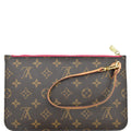 LOUIS VUITTON Neverfull MM Monogram Canvas Pochette Wristlet Pouch Brown