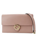GUCCI Dollar Interlocking G  Leather Chain Wallet Crossbody Bag Soft Pink 510314