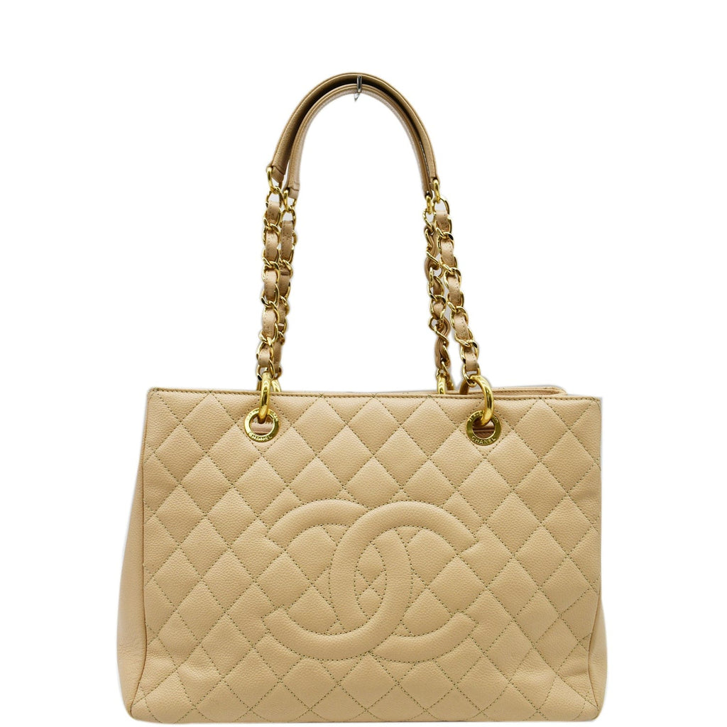 Chanel Grand Shopping GST Caviar Leather Tote Bag Beige