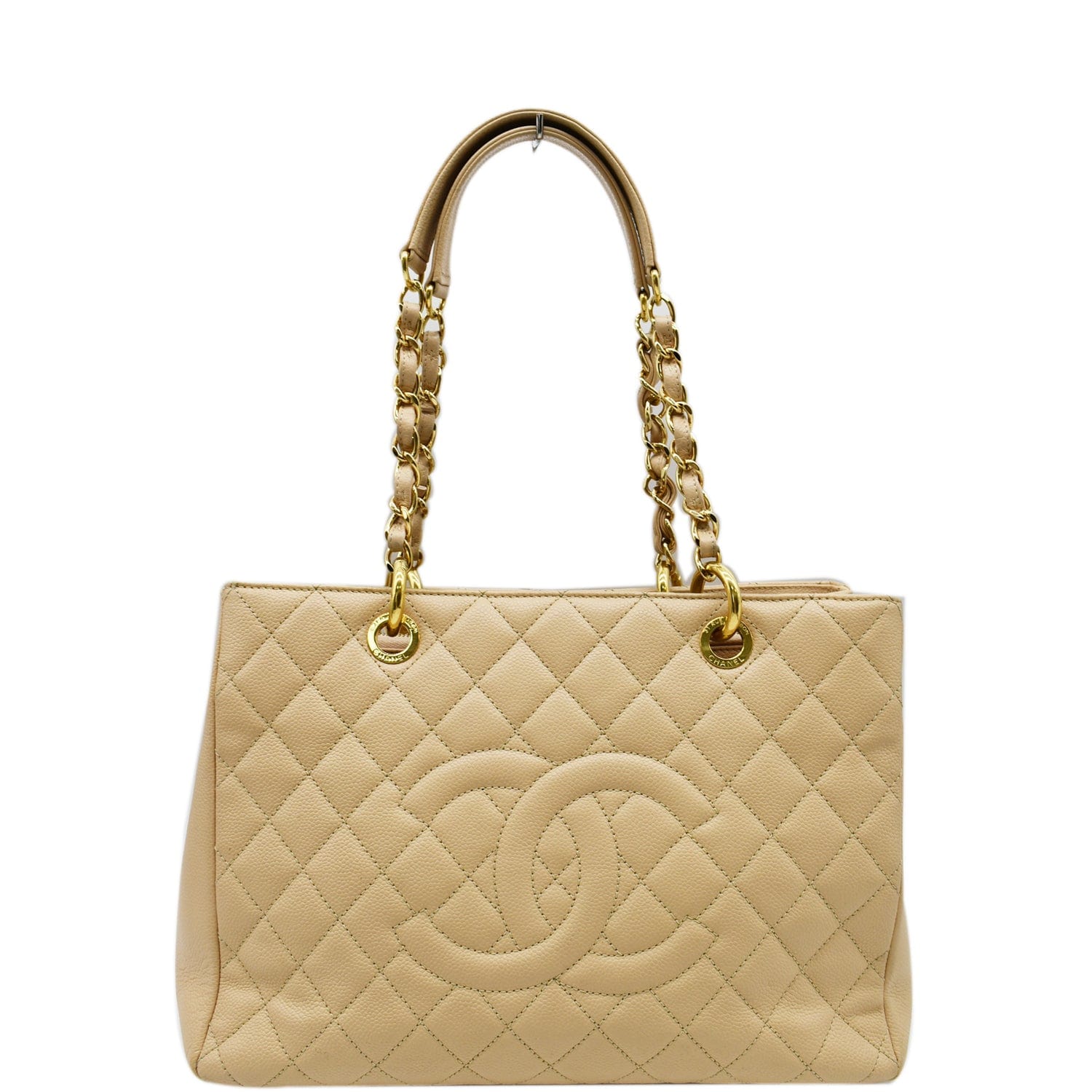 Chanel Grand Shopping GST Caviar Leather Tote Bag Beige
