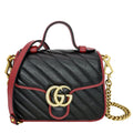 GUCCI Gucci Torchon Marmont Mini Top Handle Crossbody Bag 583571 Black/Cerise - Hot Deals