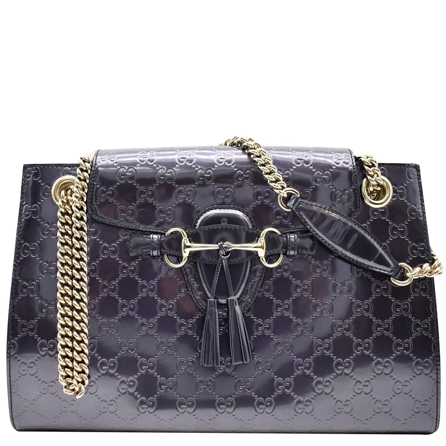 GUCCI Emily Large Guccissima New 1:1 Rep Leather Shoulder Bag Dark Violet 295403