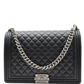 Chanel Large Boy Flap  Quilted Leather Shoulder Bag Black