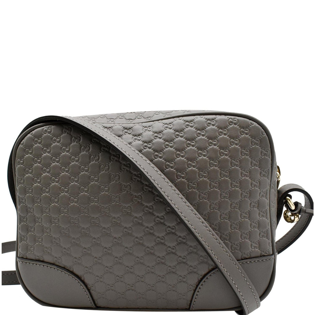 GUCCI Bree Mini Gucci Guccissima Leather Crossbody Bag Grey 449413
