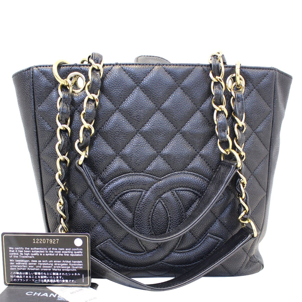 Chanel PST Petit Shopping Caviar Leather Leather Tote Bag Black
