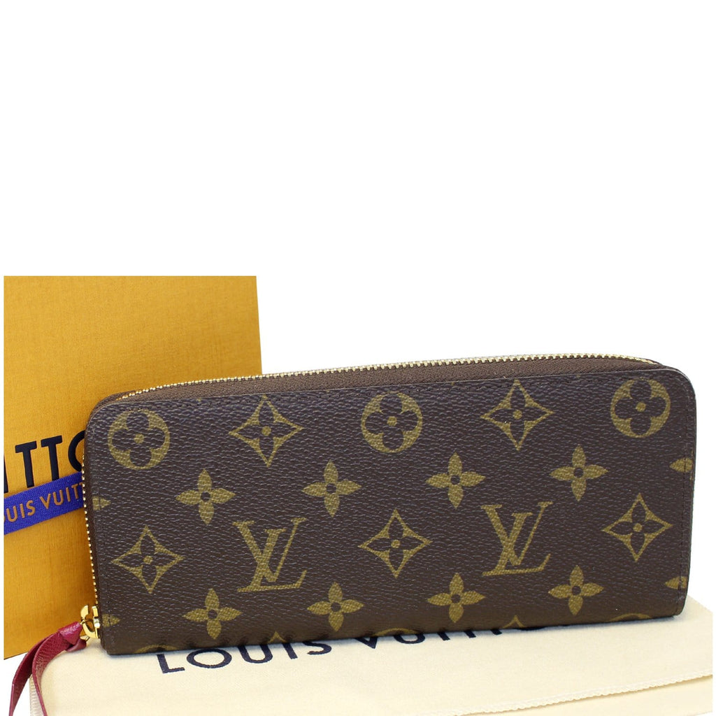 LOUIS VUITTON Clemence Monogram Canvas Wallet Brown