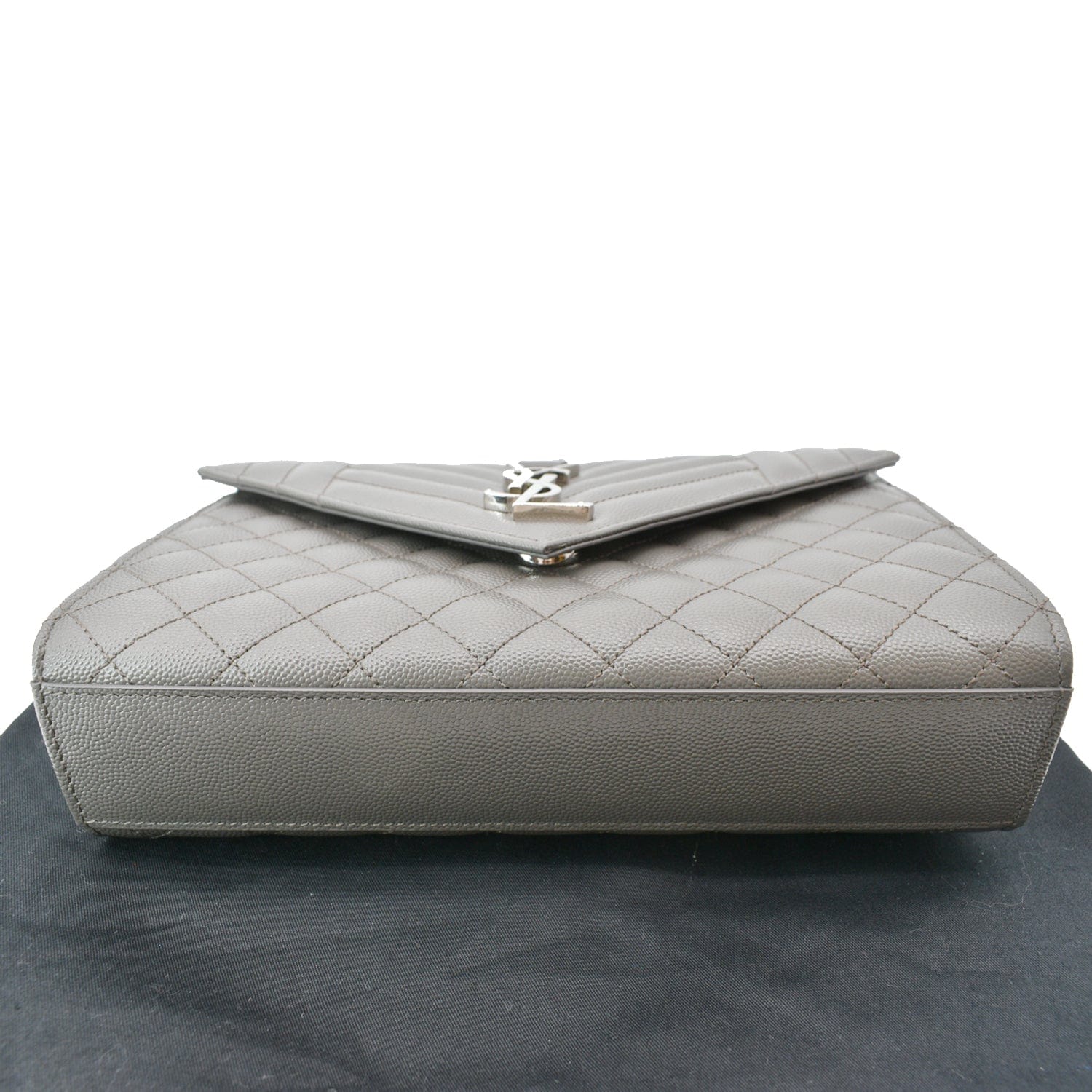 YVES SAINT LAURENT Envelope Chain Medium Mix MatelassÃ© Leather Crossbody Bag Grey