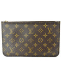 LOUIS VUITTON Neverfull Monogram Canvas Pochette Wristlet Pouch Brown