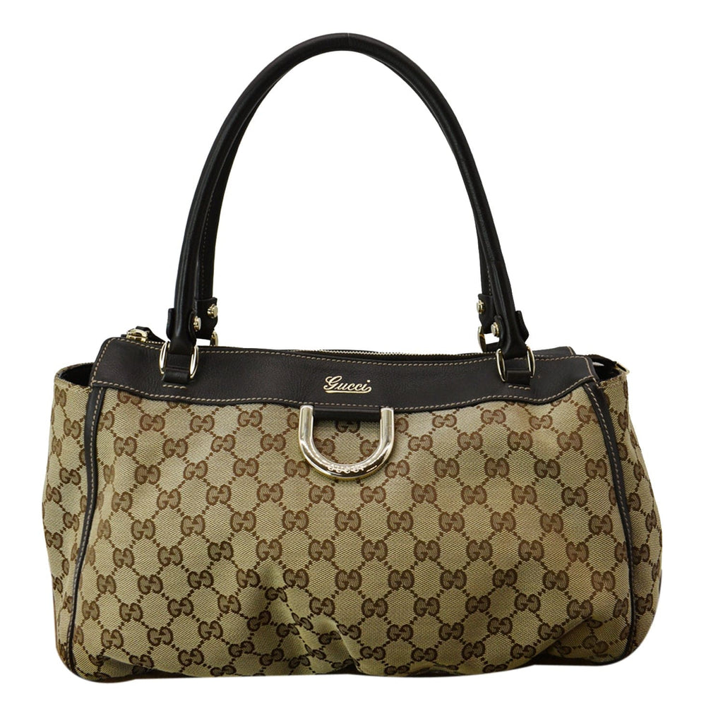 GUCCI D Ring Gucci Canvas Tote Bag Beige 189831