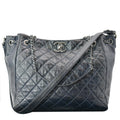 Chanel Glazed Aged  Distressed Tote Shoulder Bag Blue