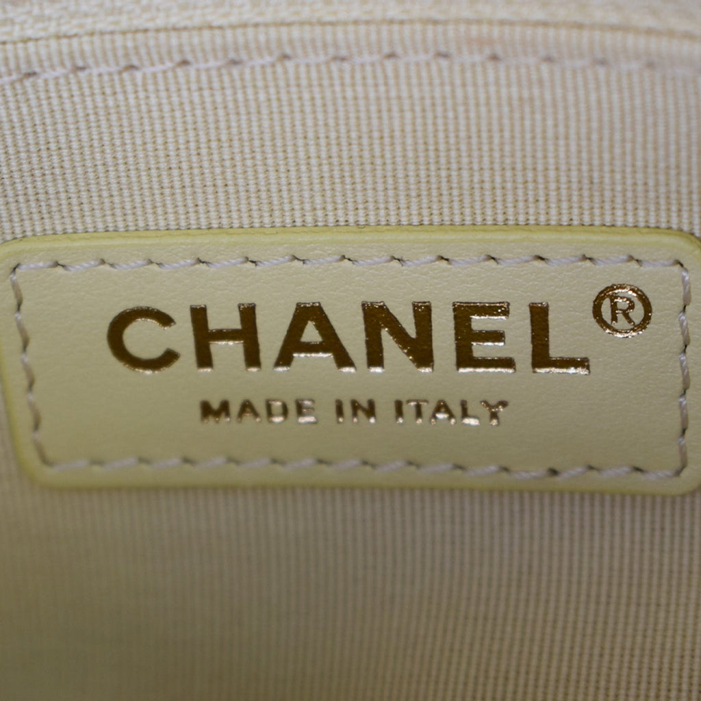 Chanel Melody Flap Small Quilted Caviar Leather Shoulder Bag Yellow