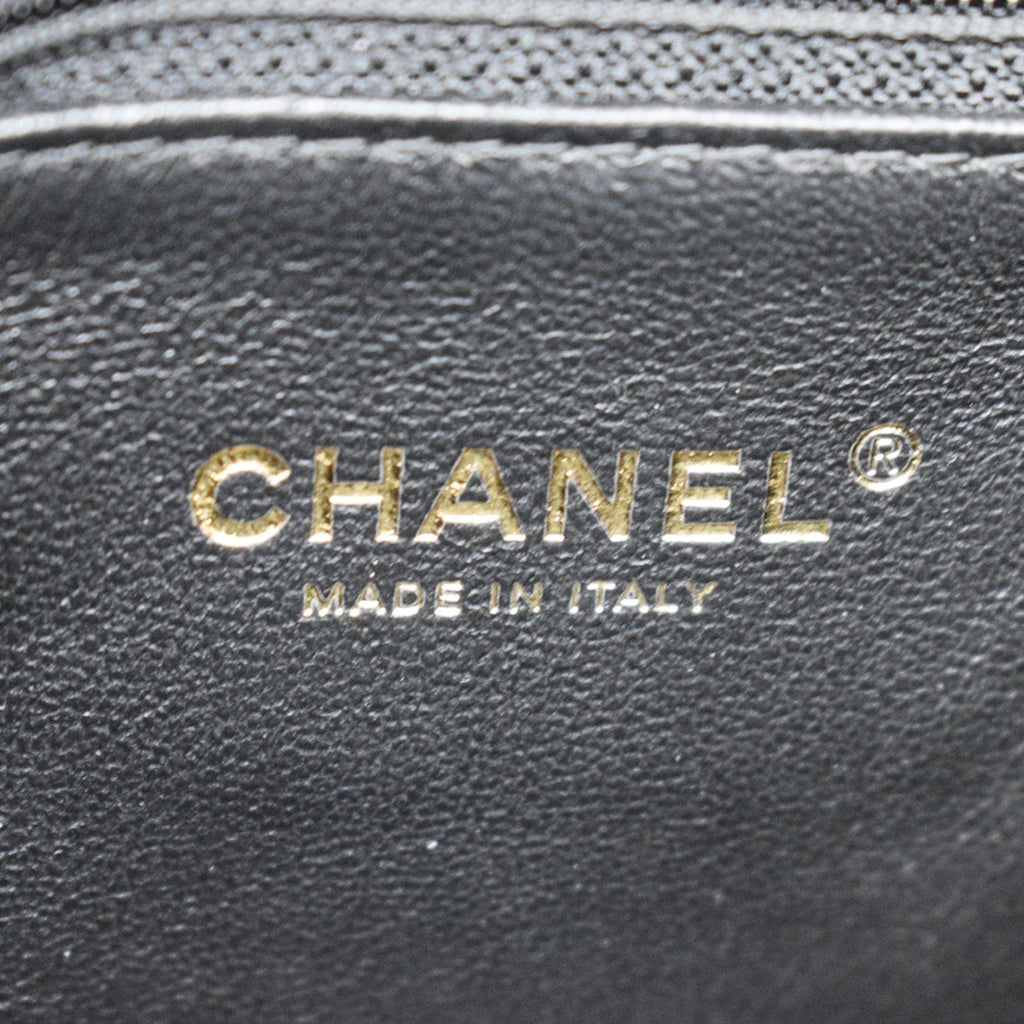 Chanel Coco Mini Top Lizard Handle Caviar Leather Shoulder Bag Black