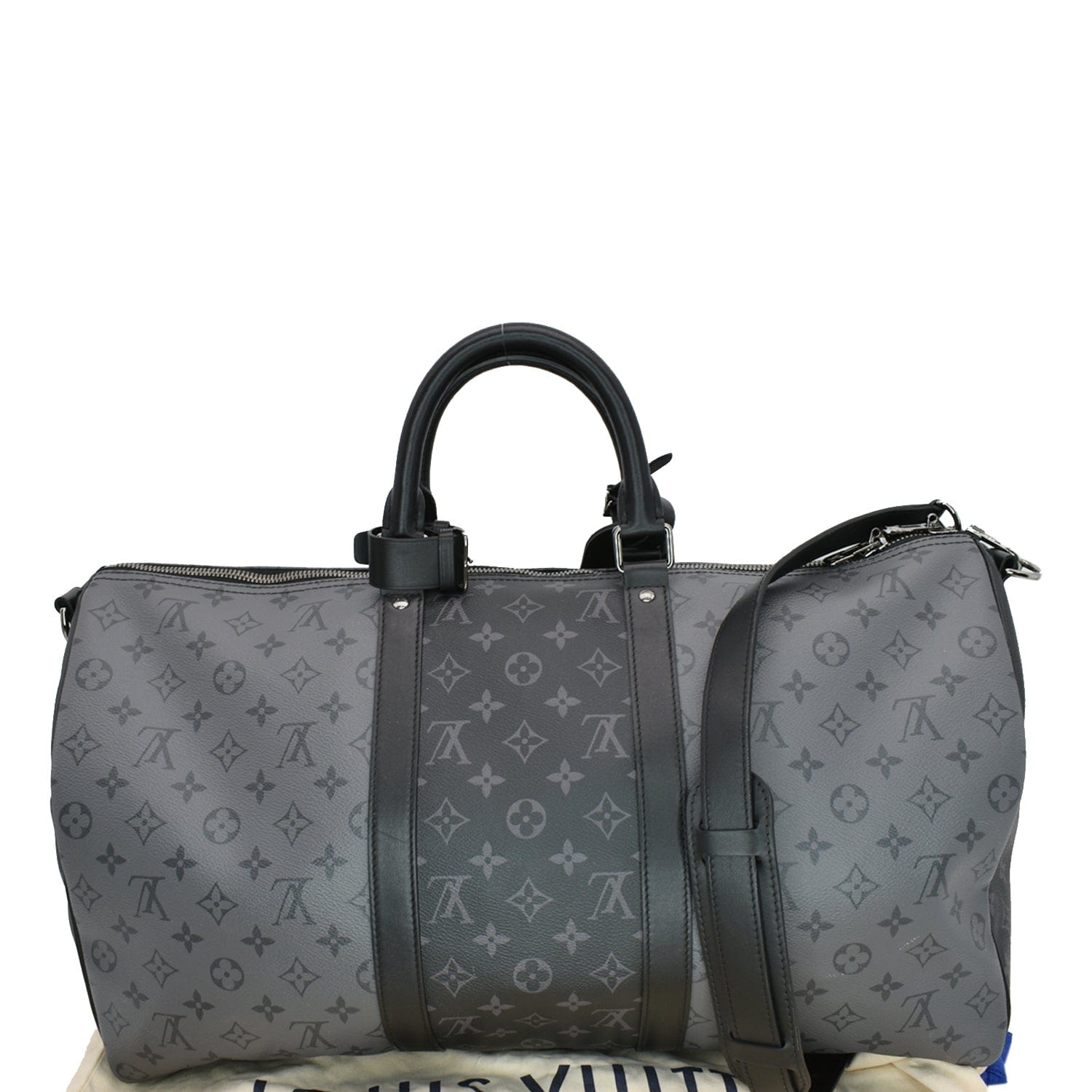 LOUIS VUITTON Keepall 50 Bandouliere Monogram Eclipse Travel Bag Black  - New Year Deals