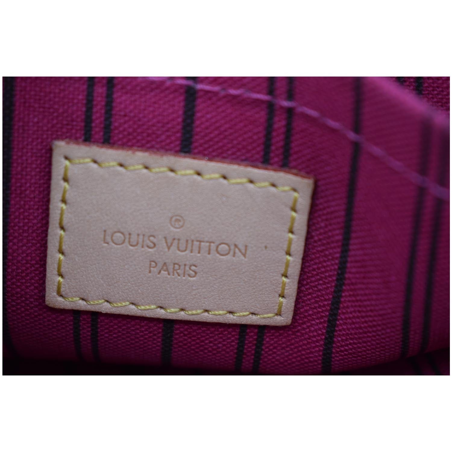 LOUIS VUITTON Neverfull MM Monogram Canvas Pochette Wristlet Pouch Brown