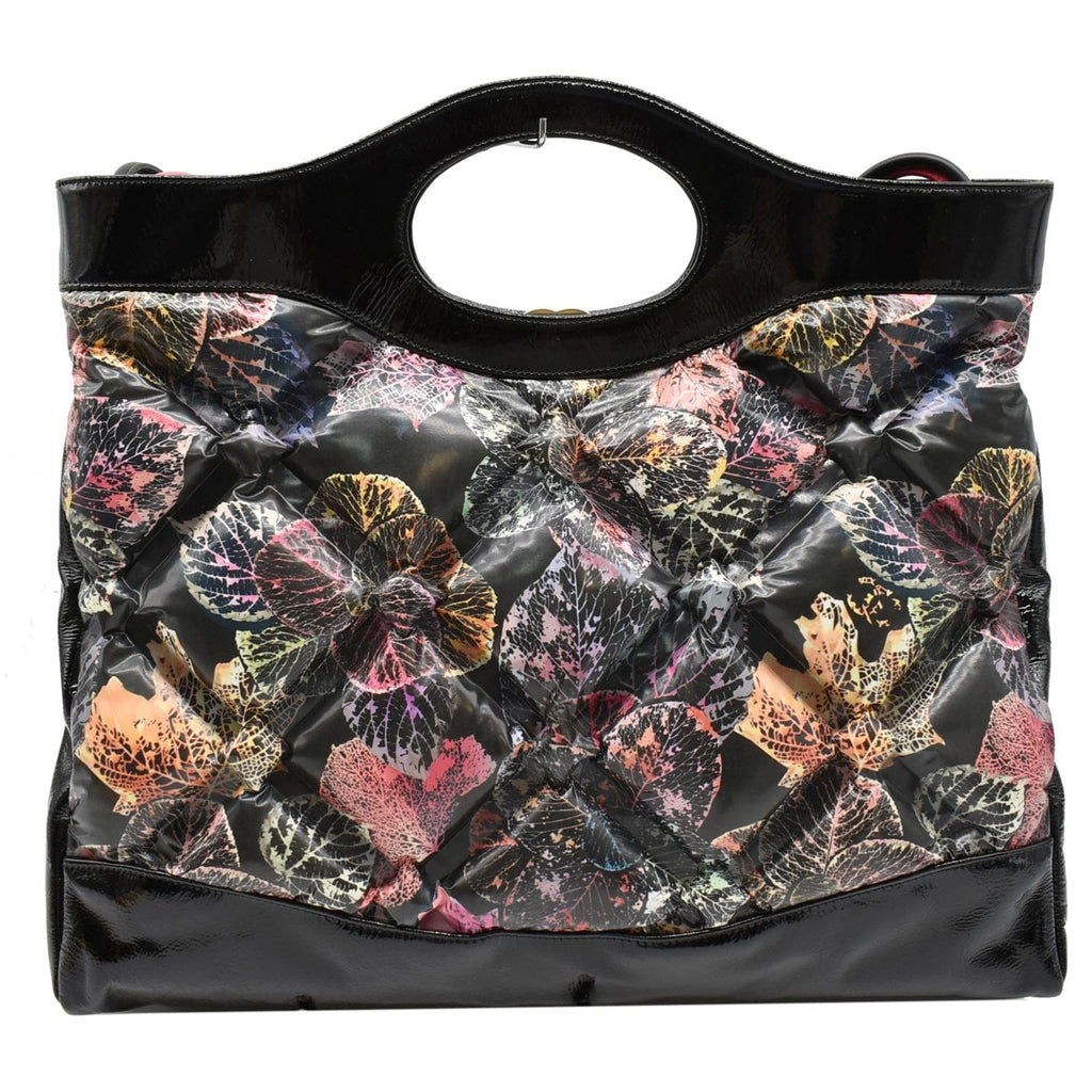 Chanel 31 Large Leaves Printed Leather Shopping Shoulder Bag Black