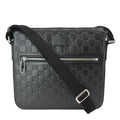 GUCCI Gucci Signature Leather Black Messenger Bag 406410