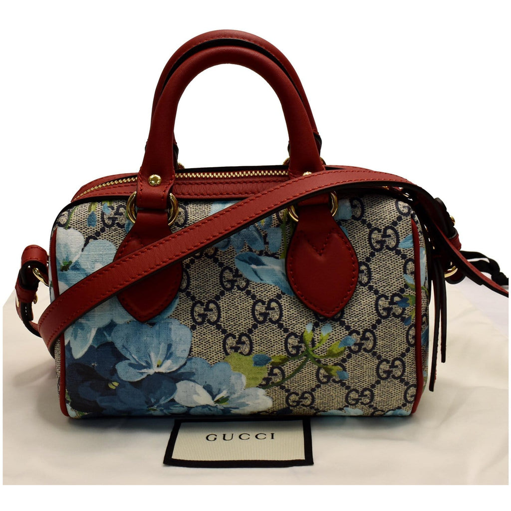 GUCCI Mini Blooms Gucci Supreme Canvas Top Handle Crossbody Bag Red 546312
