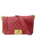 Chanel Le Boy Small  Leather Shoulder Bag Red