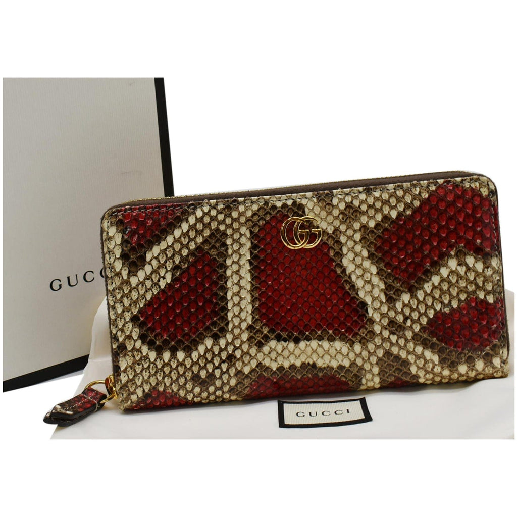 GUCCI Gucci Marmont Python Leather Zip Around Wallet Multicolor 456117