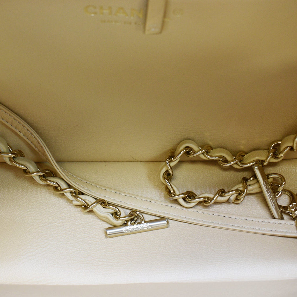 Chanel Trendy CC Bowling Quilted Leather Shoulder Bag Beige