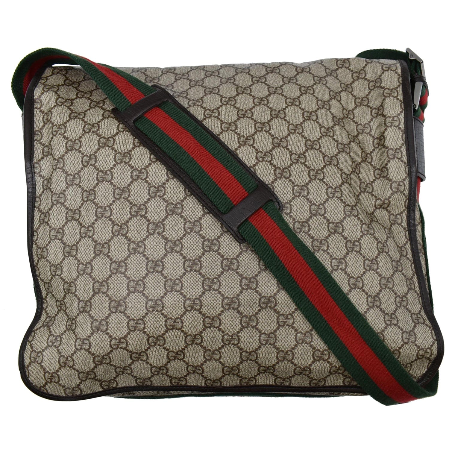GUCCI Gucci  Web Canvas Messenger Bag Beige/Ebony 189748