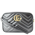 GUCCI Gucci Marmont Matelasse Mini Leather Crossbody Bag Black 448065